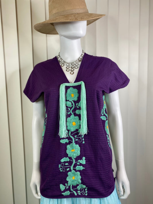 Purple Huipil Blouse