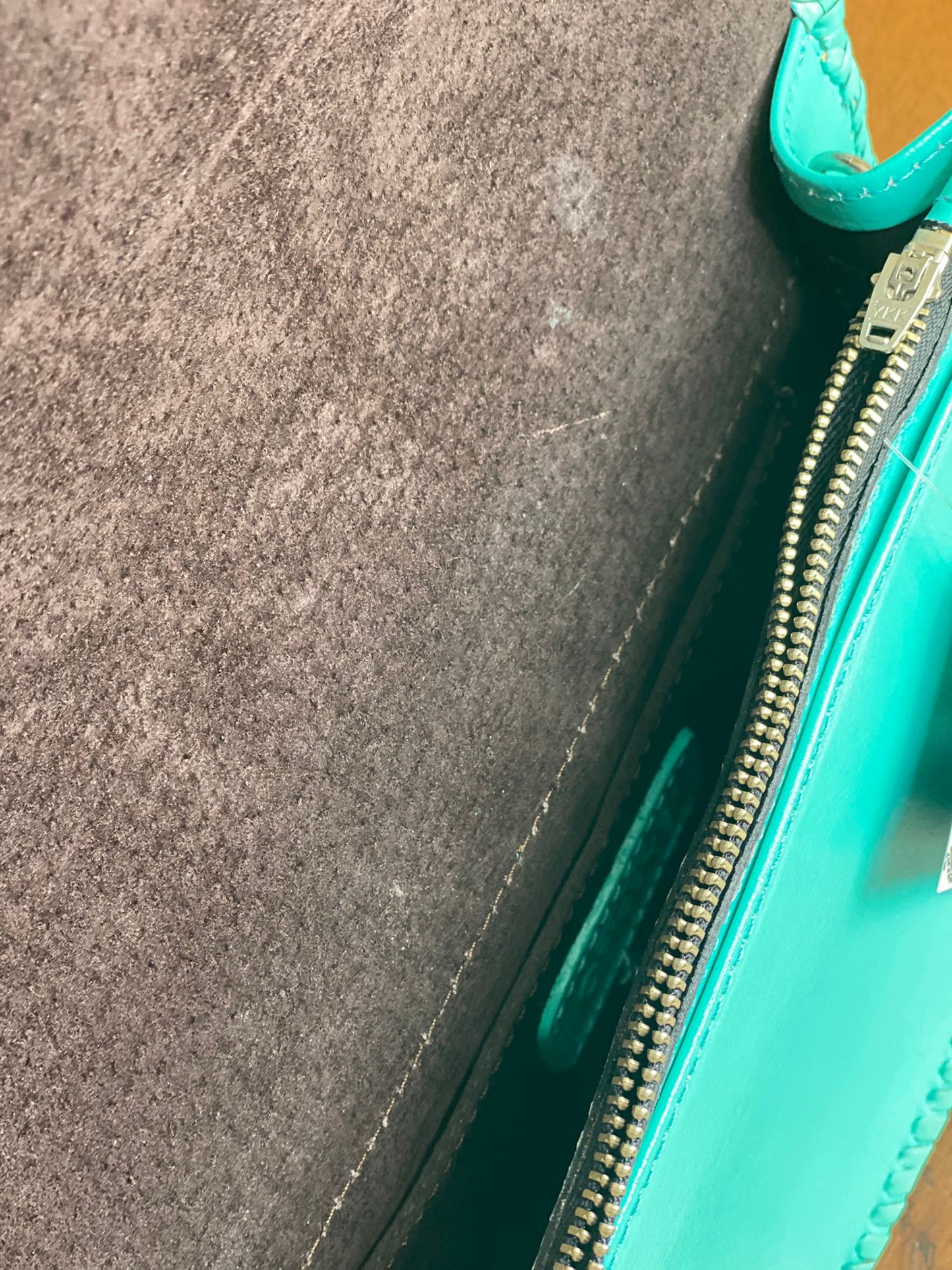 Turquoise Leather Clutch