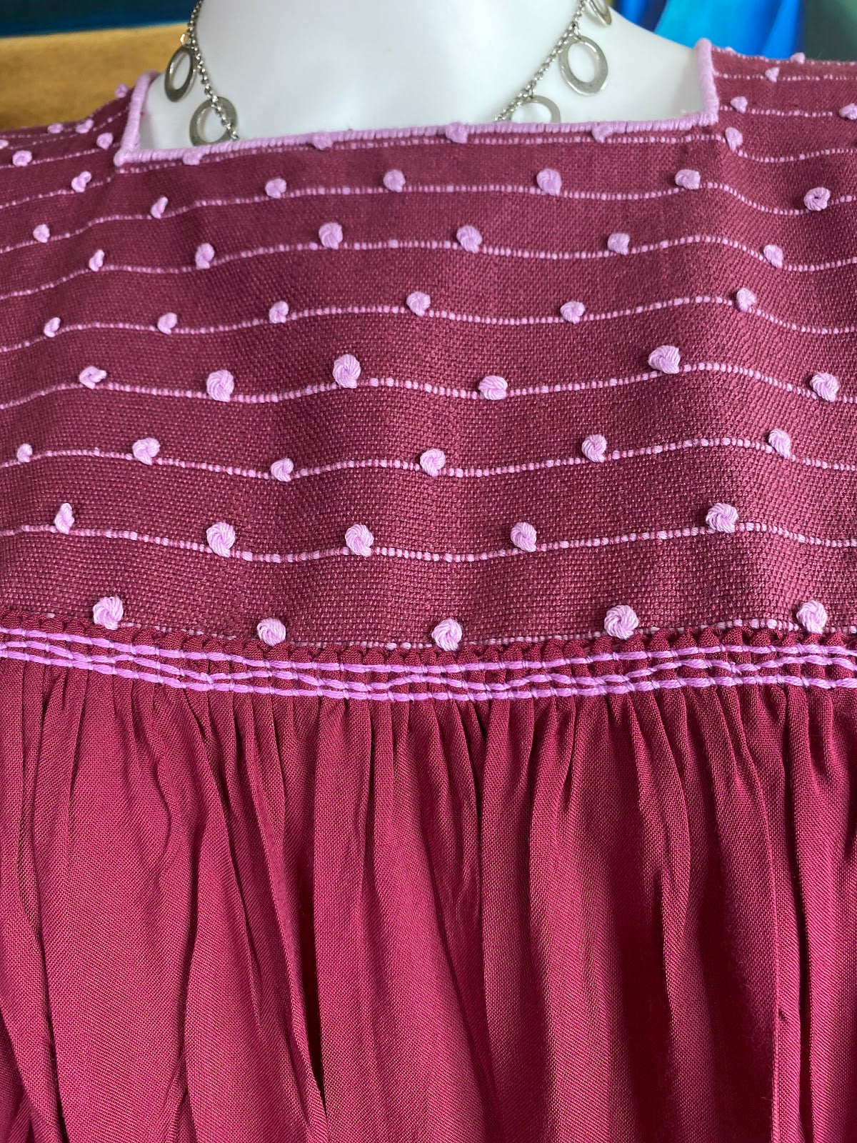 Burgundy Huipil Dress