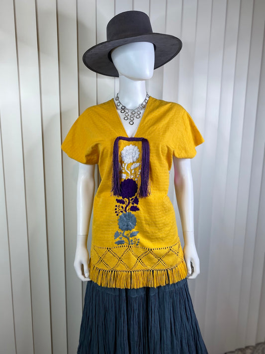 Yellow Huipil Blouse