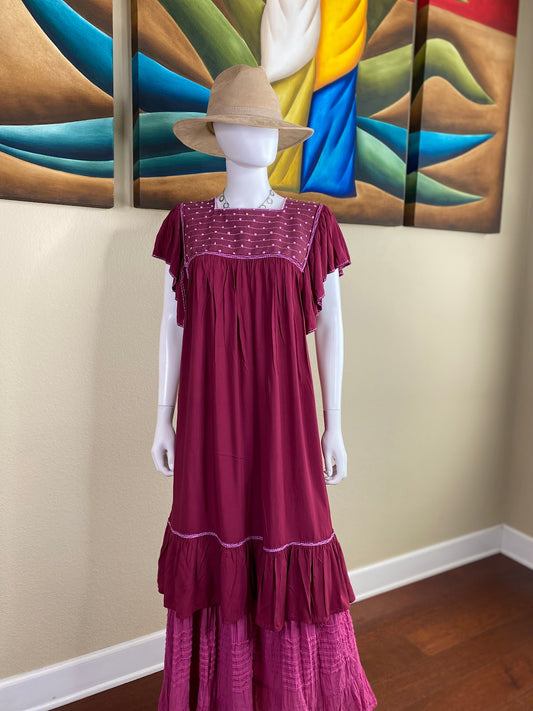 Burgundy Huipil Dress