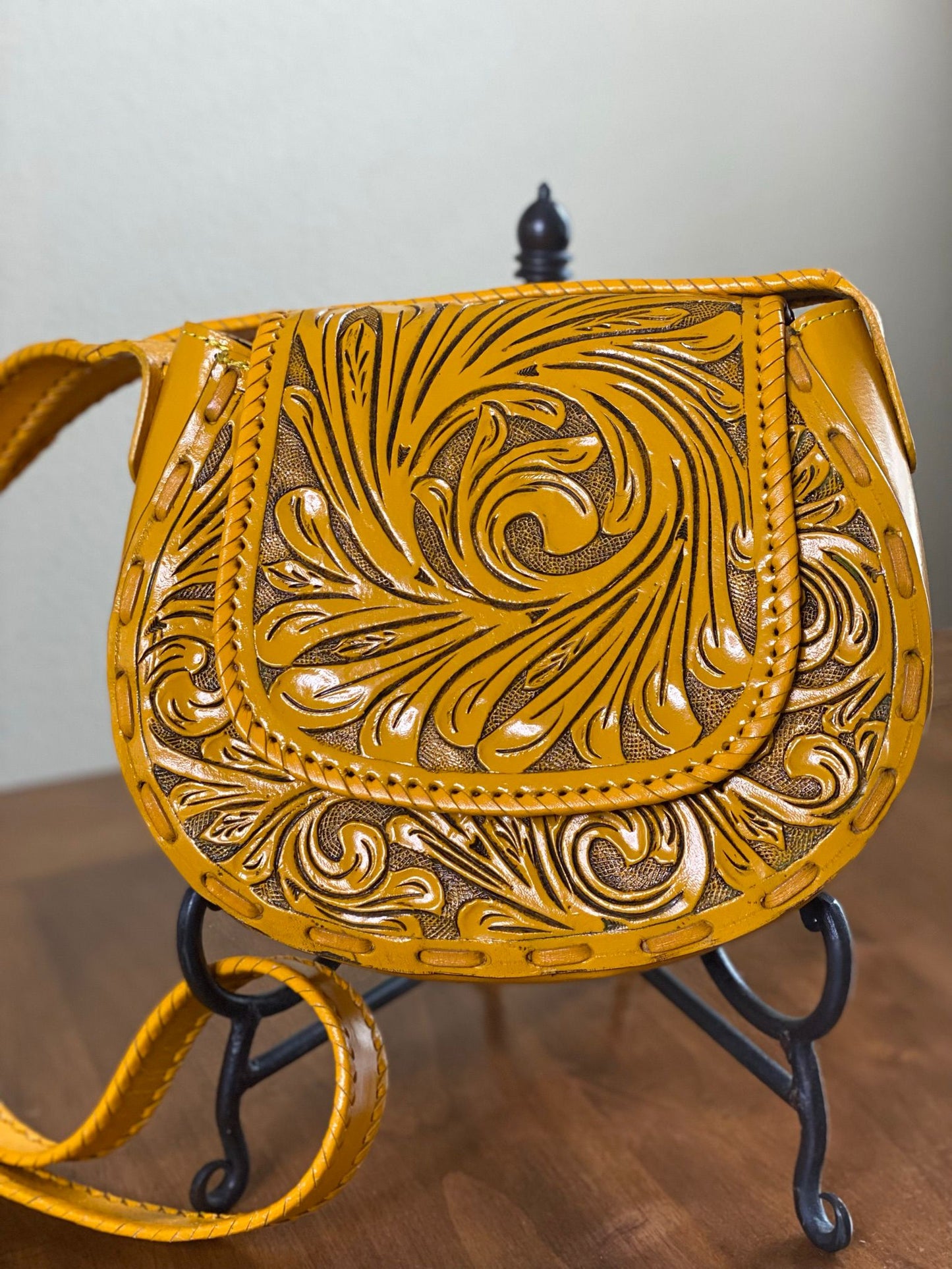 Yellow Leather Clutch/Crossbody