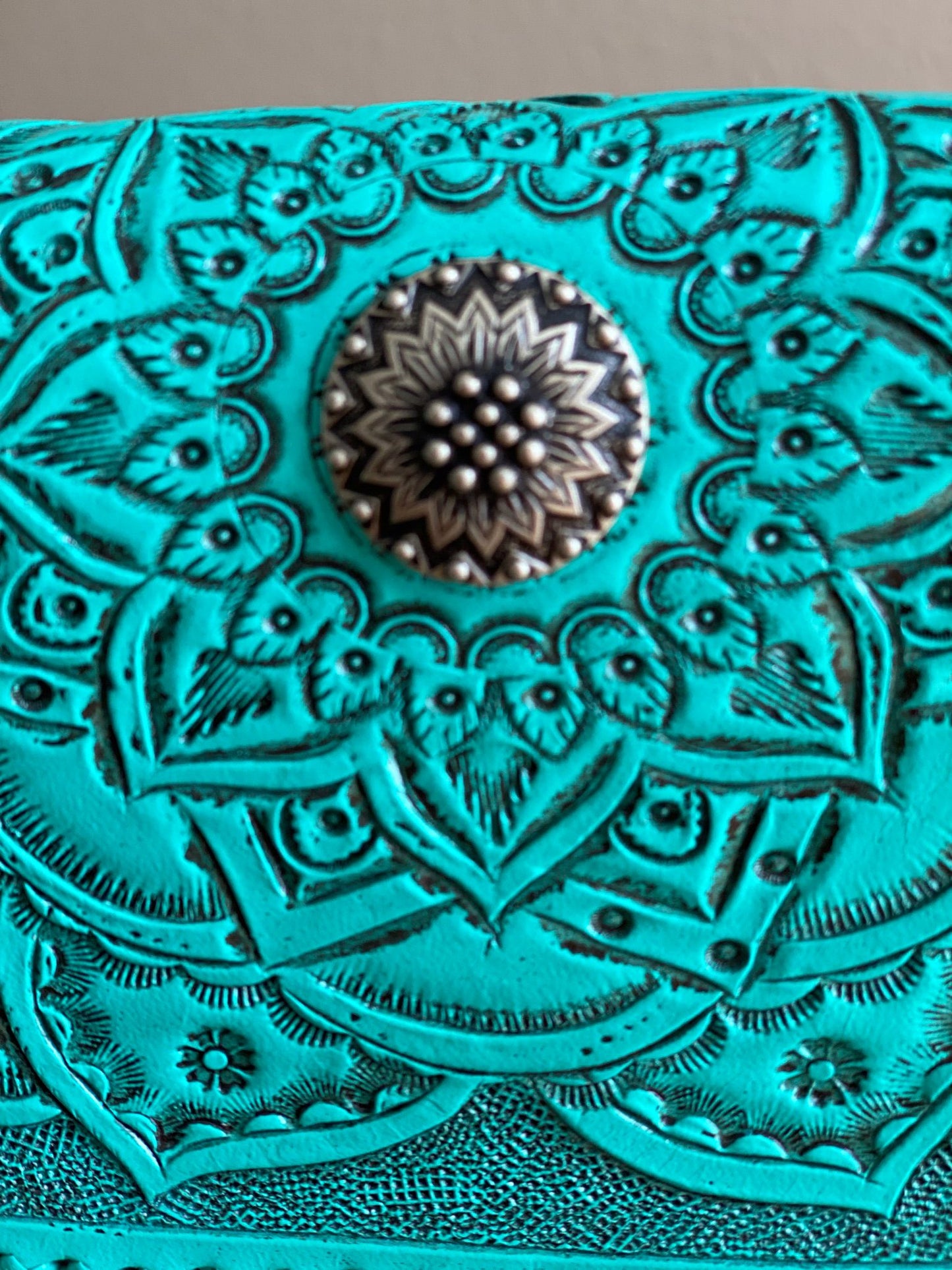 Turquoise Leather Crossbody