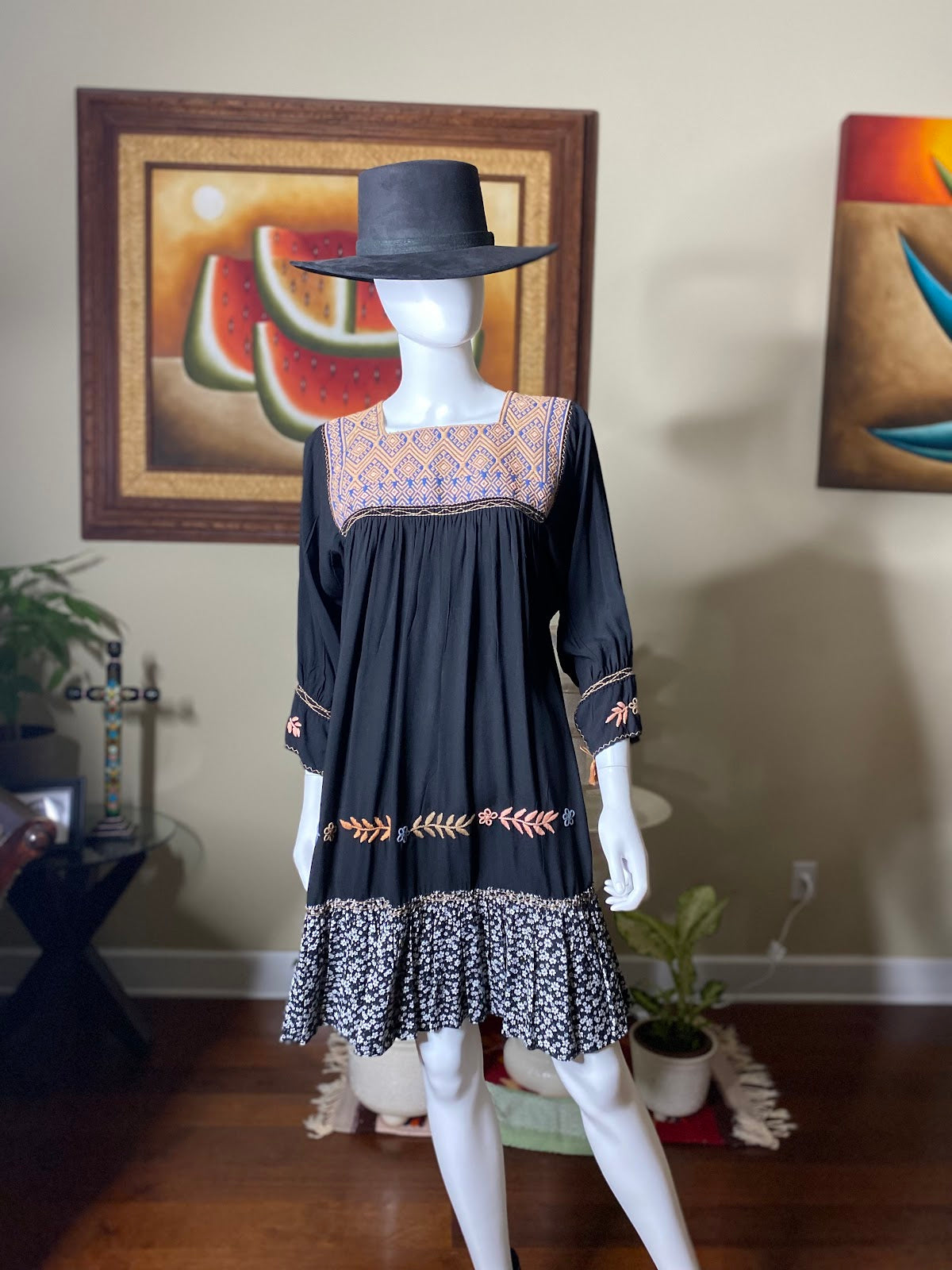 Black Hand Embroidered Dress